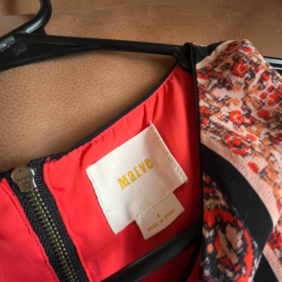 Anthropologie Vibrant Orange and Black Maeve Dress - Picture 3 of 4